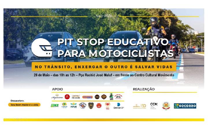 Pit stop educativo para motociclistas leva conscientização sobre mobilidade e segurança viária a Socorro (SP)