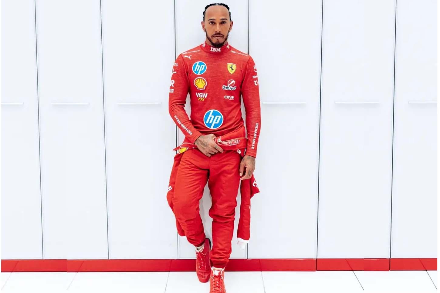 Lewis Hamilton veste Ferrari pela primeira vez e agita o mundo da Fórmula 1
