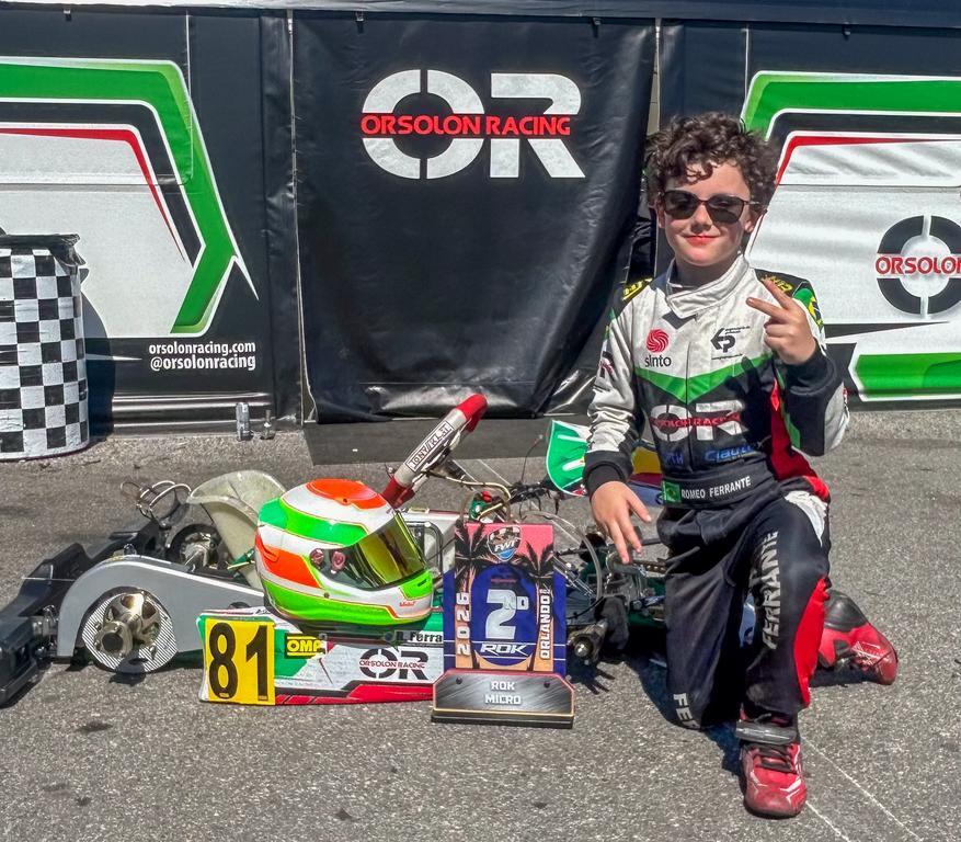 Do fundo ao pódio: Romeo Ferrante tem estreia marcante no kart internacional