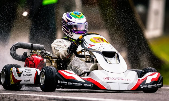 Lucas Sacamoto mostra resiliência sob chuva em etapa do Patobranquense de Kart 